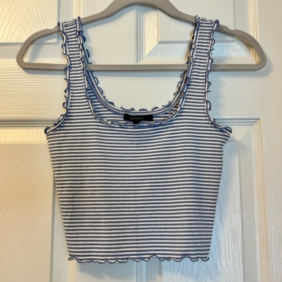 Forever 21 Lettuce Trim Striped Tank Top - Picture 5 of 6